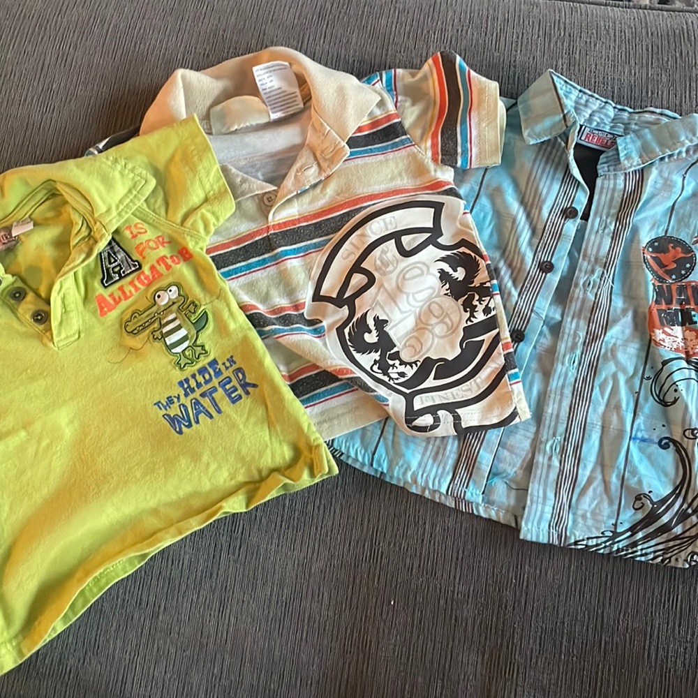 Three collared shirt sleeved shirts